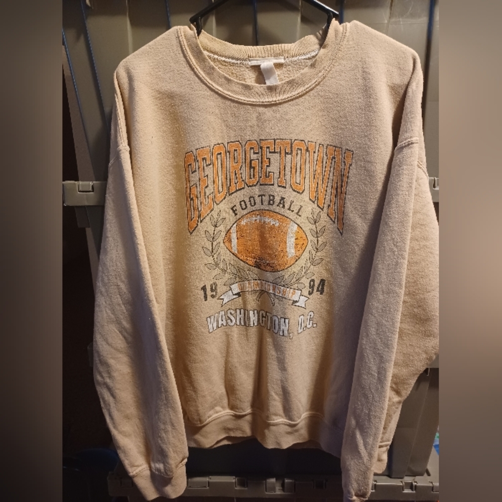 Full Tilt Unisex Georgetown University Tan Football Sweatshirt Size XL